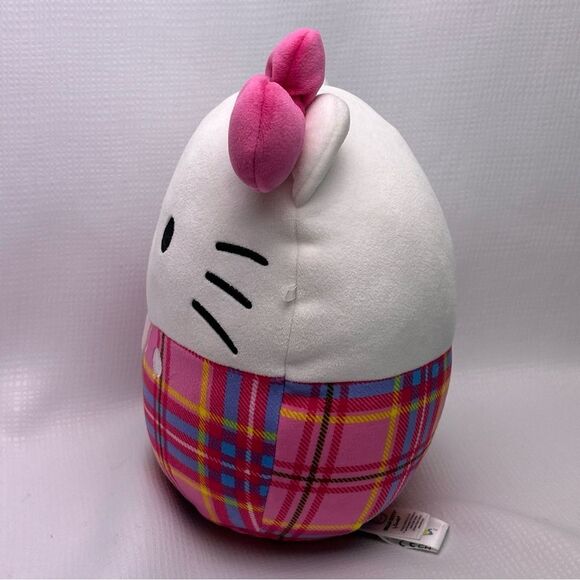 Squishmallows Kellytoy Plush Hello Kitty Sanrio 8” Hello Kitty Pink Plaid - Picture 5 of 6